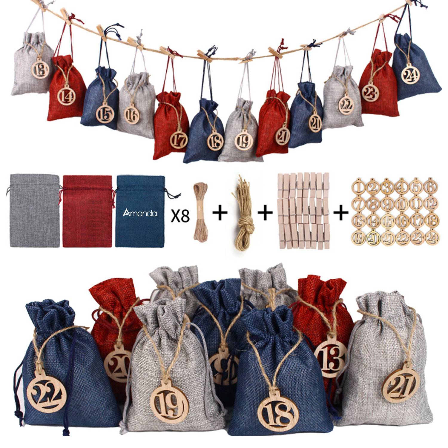 Christmas Advent Calendar Decorations 24 Days Gift Bag 3
