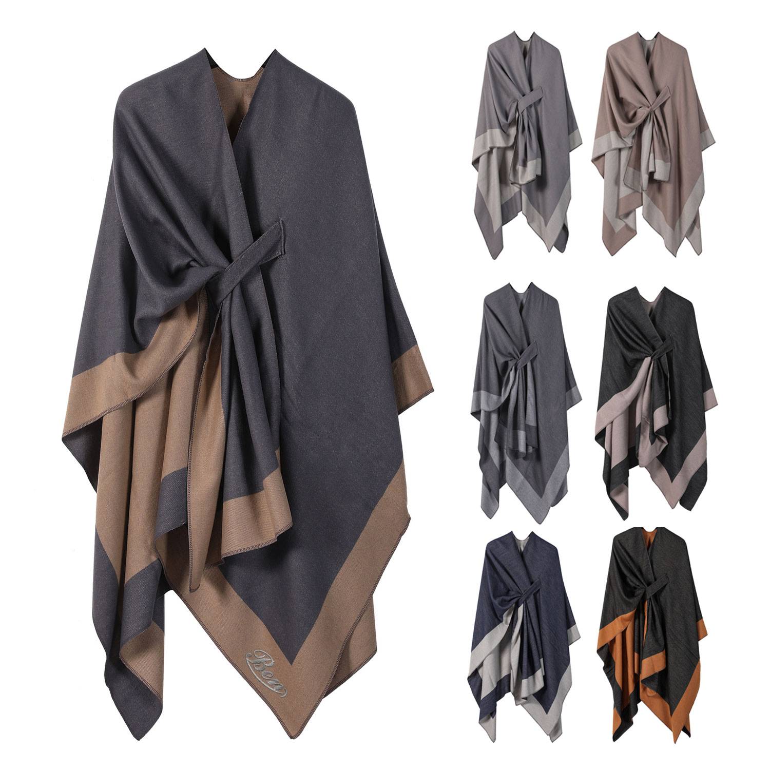 Simple Multi-functional Warm Shawl Outwear 12