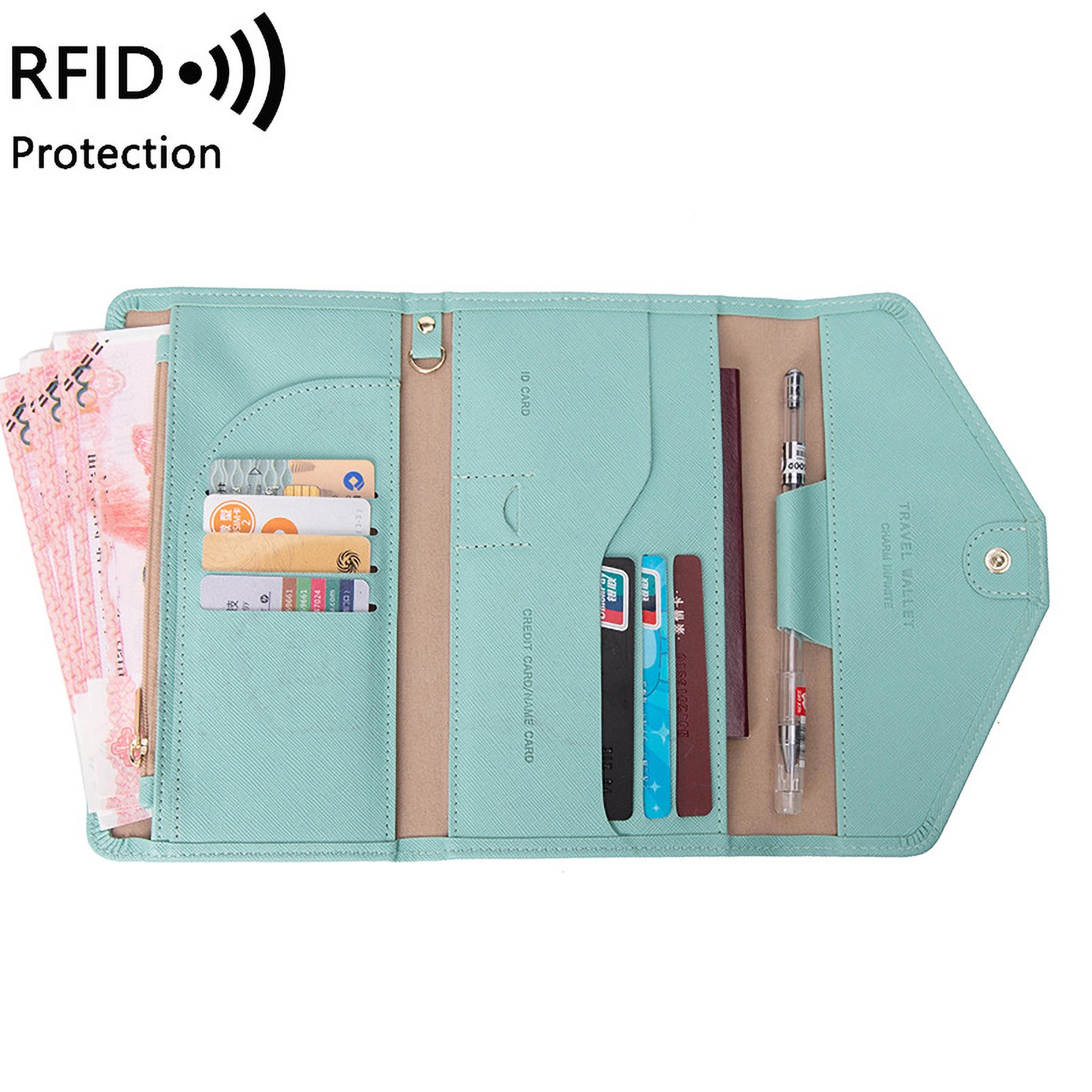Mulit-Purpose Rfid Blocking Passport Holder Travel Wallet 8
