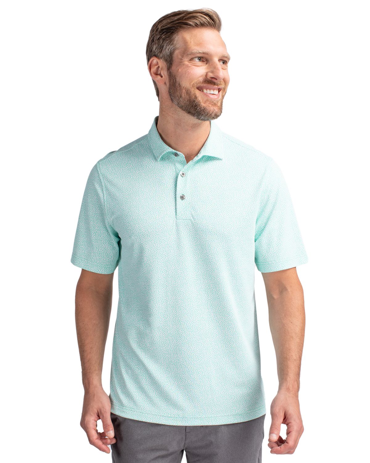 Cutter & Buck Virtue Recycled Botanical Print Featherlight Pique Mens  Polo 99