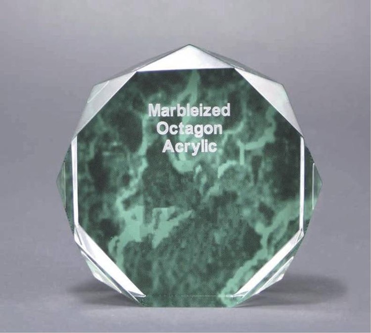 7" Green Marble Octagon Acrylic Award