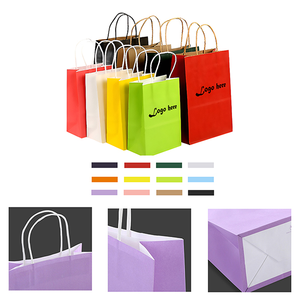 MOQ50 Custom Coloured Kraft Paper Tote Bag With Handles 2