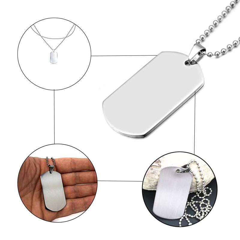 Stainless Steel Necklace Dog Tag Pendant with 24 inch Chain 1