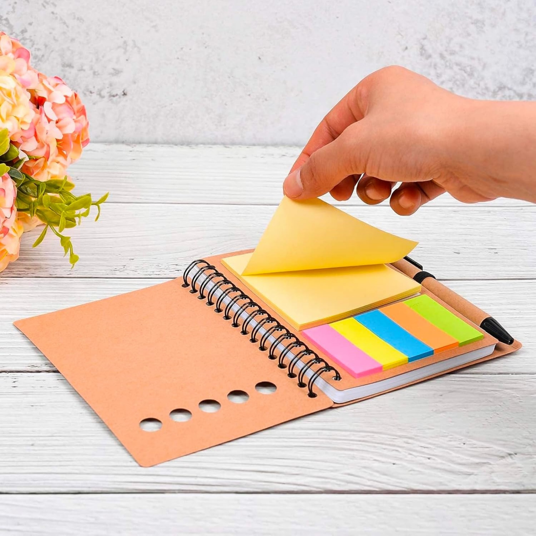 Spiral Notebook Steno Pads Lined Notepad with Pen in Holder 2