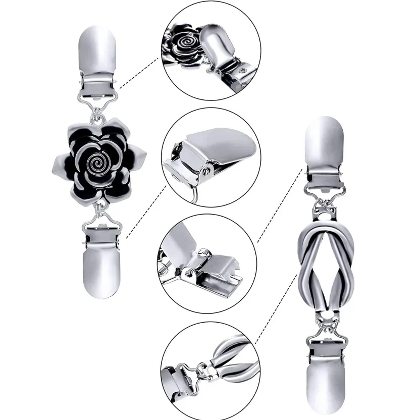 Vintage Shawl Clips 4Pcs Set Fur Ball Cardigan Brooch for Women 4