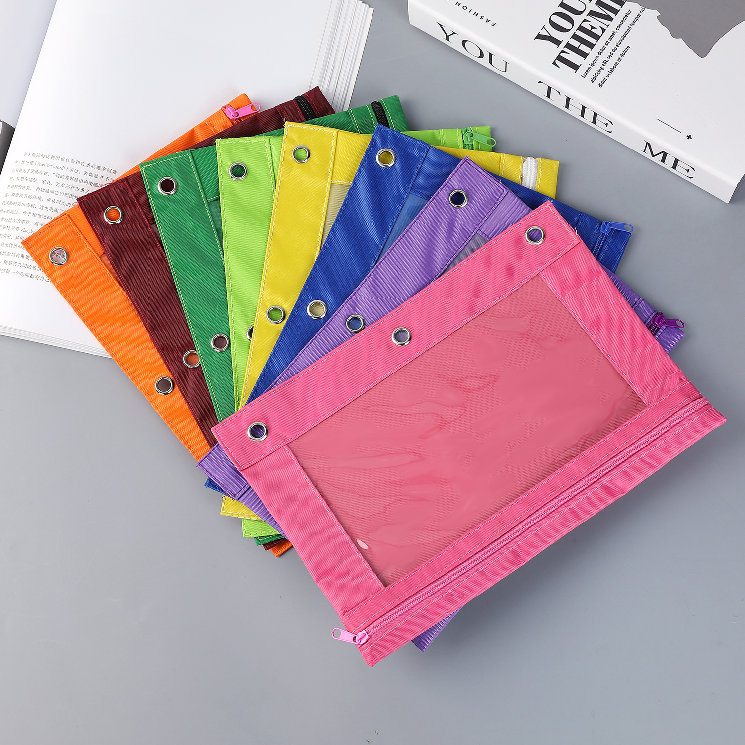 3 Ring Zippered Binder Pencil Pouch with Zipper Pulls 1
