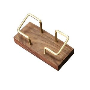 Premium Business Card Holder With Brass Stand And Sturdy Wood Base 8