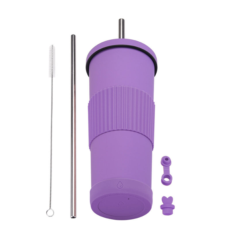 Straw Insulated Tumbler Stainless Steel with Lid 17