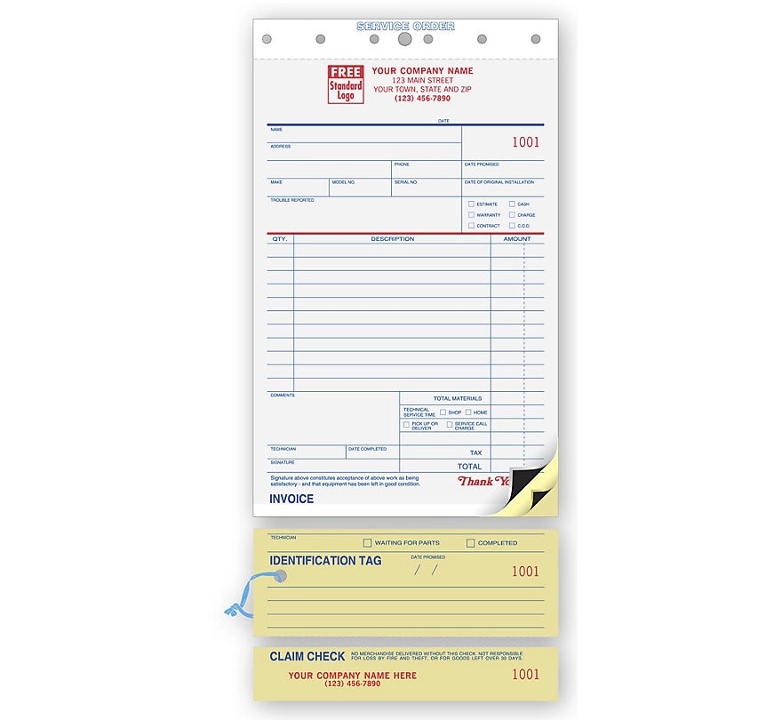 Compact Service Order w/ Claim Check & I.D. Tag 1