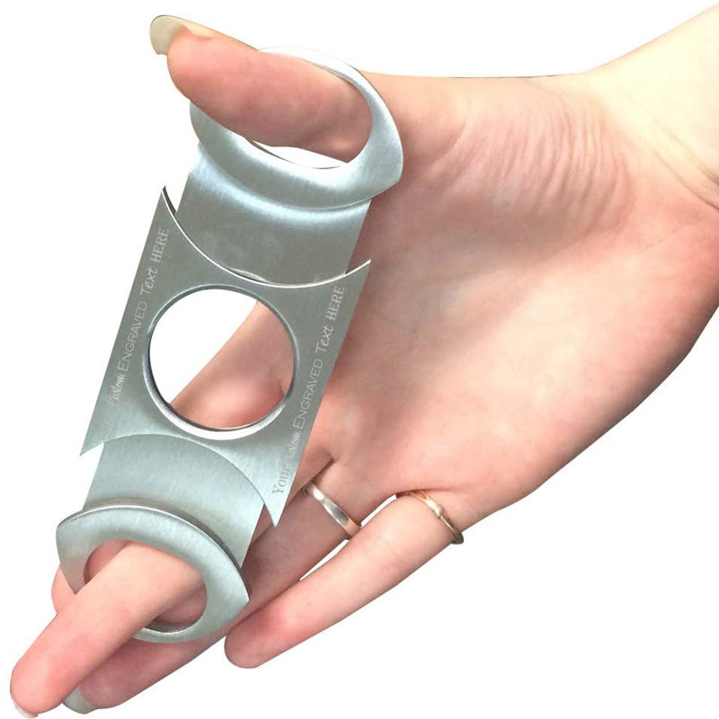 3D Laser Engraved Stainless Steel Hand Cigar Cutter 7