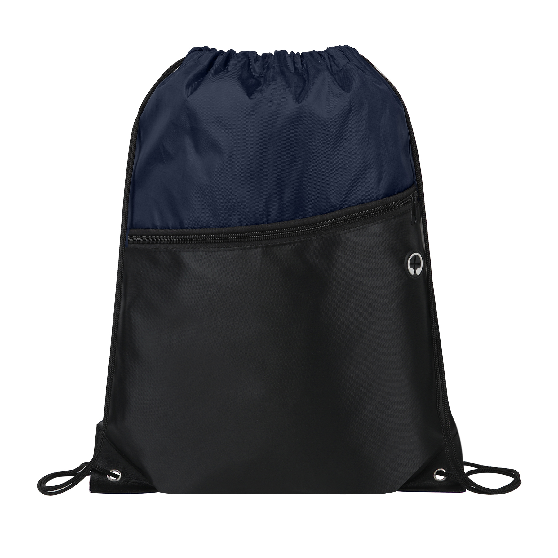 Two-Tone Drawstring Backpack With Front Zipper 16