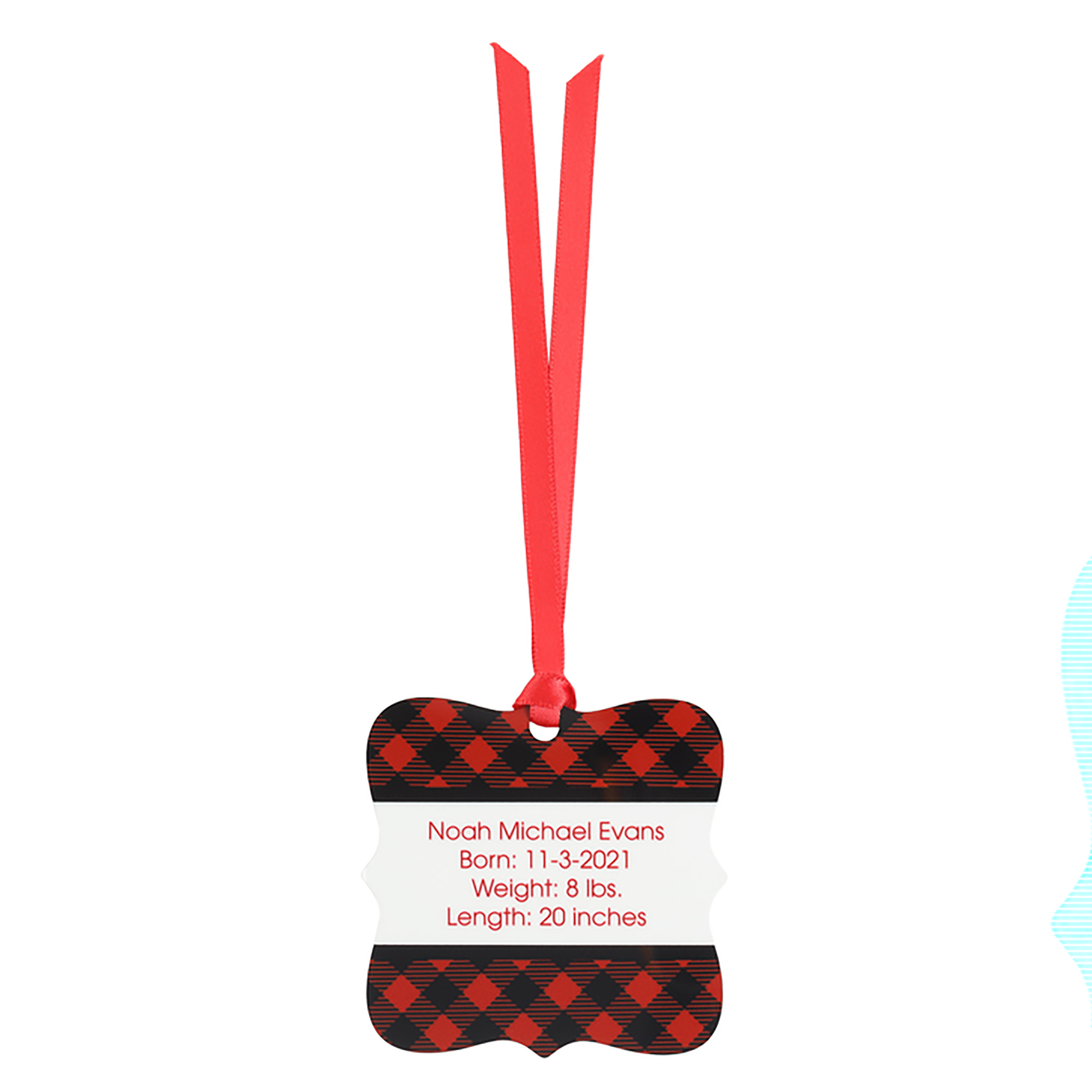Plaid Prague Square Metal Ornament 4