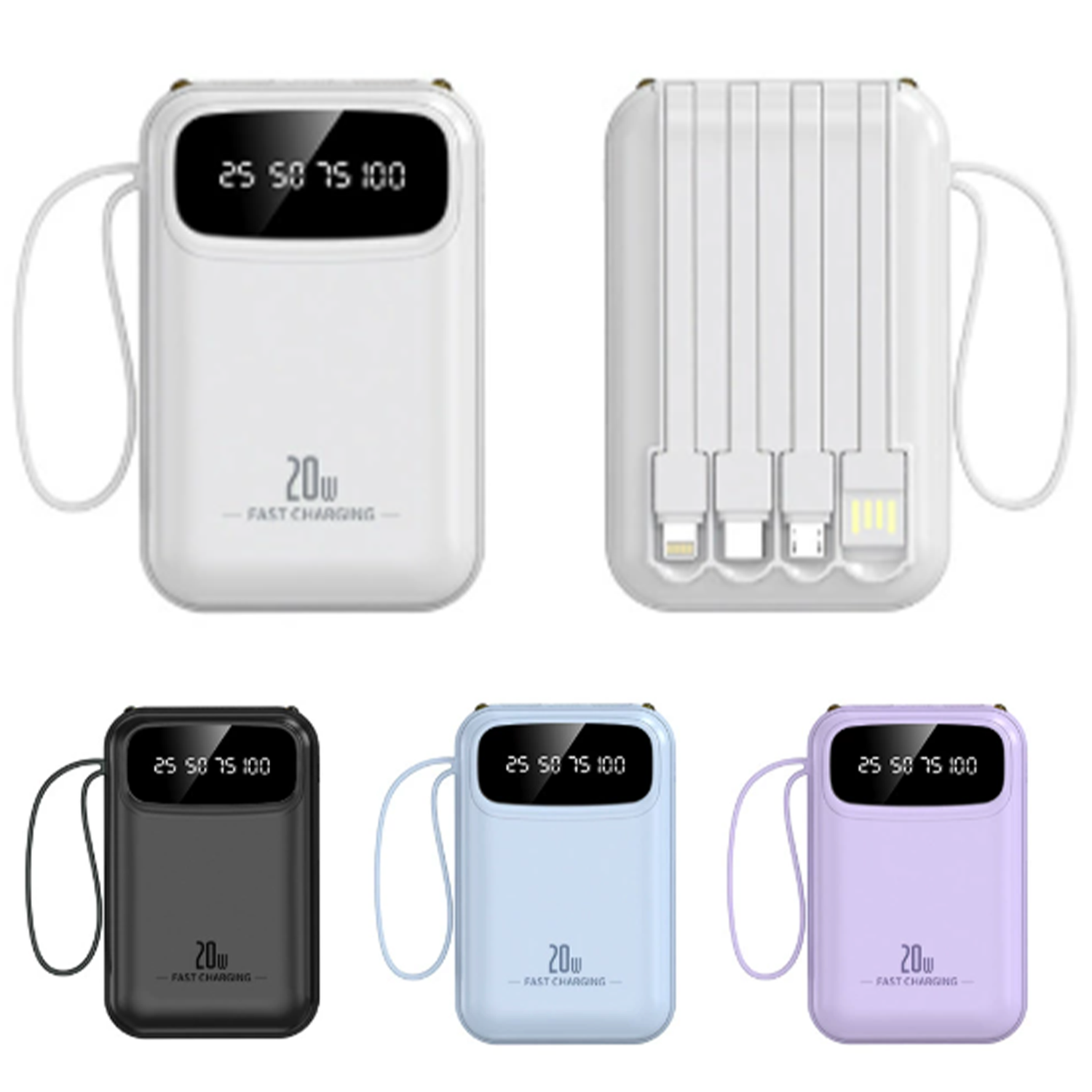 10000mAh Portable Power Bank W/ Built-in Cable 11