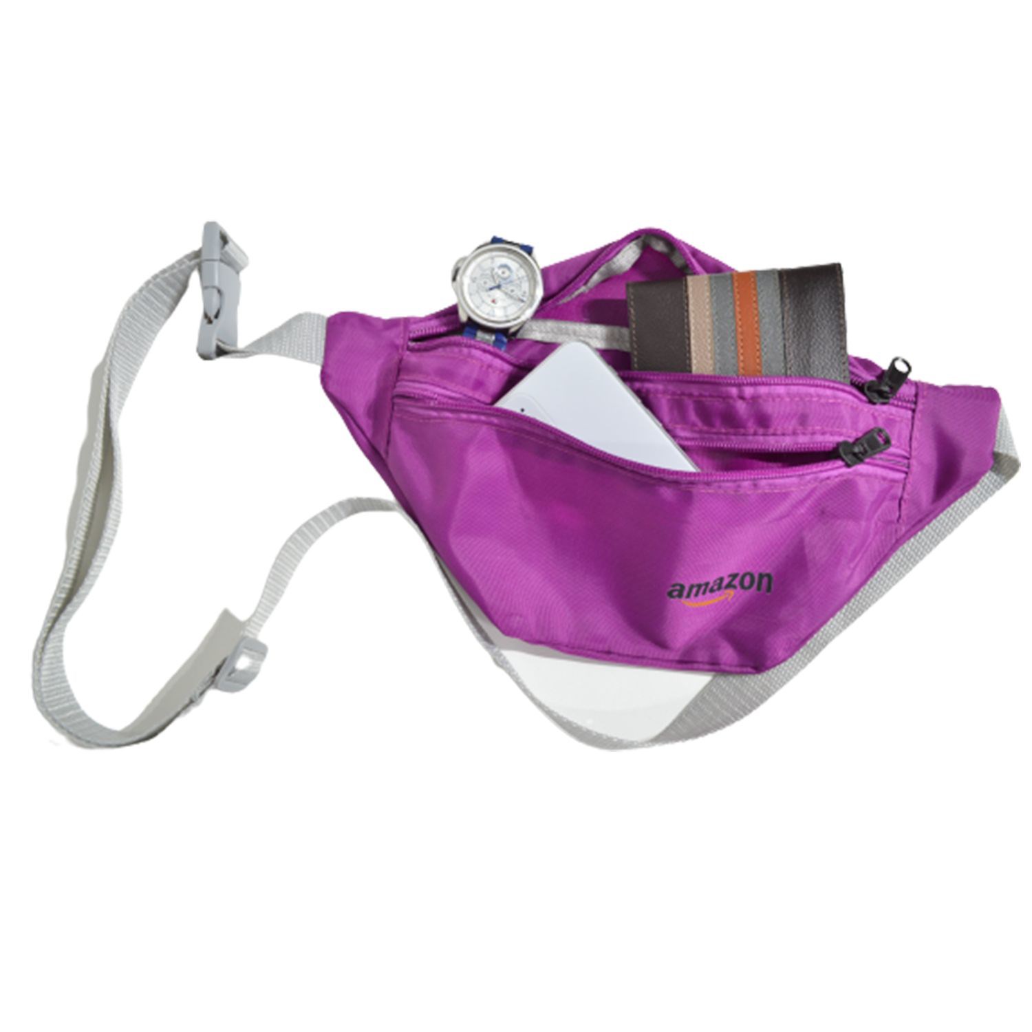 Waterproof 13"W x 6"H Heathered Fanny Packs w/ 3 Zippers & Custom Logo 2