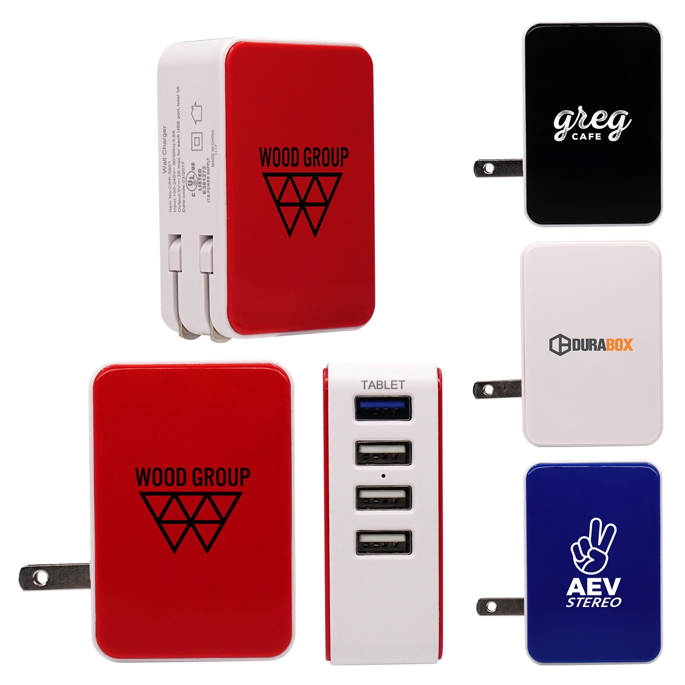 UL 4 PORT BAMBOO USB FOLDING WALL CHARGER