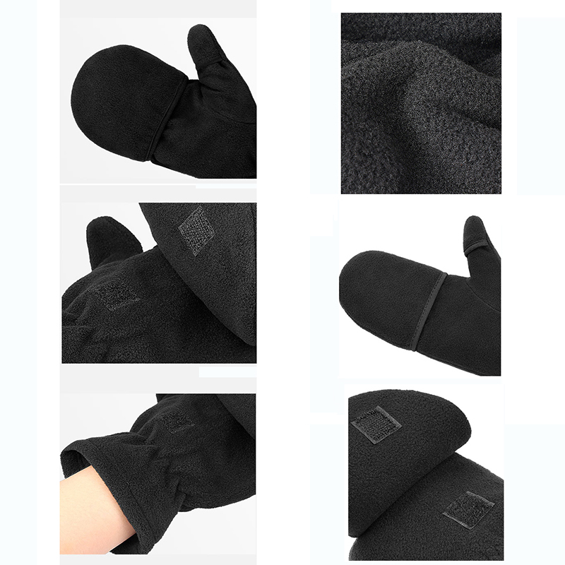 Convertible Polar Fleece Gloves Flip Top Mittens 1