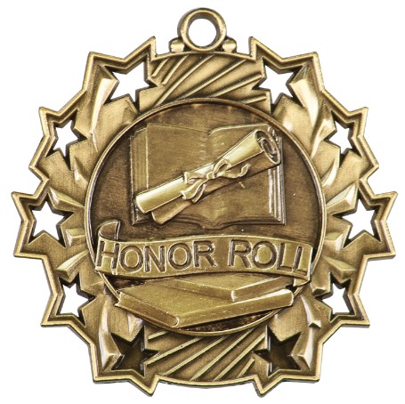 Honor Roll Ten Star Medal, 2-1/4" 2