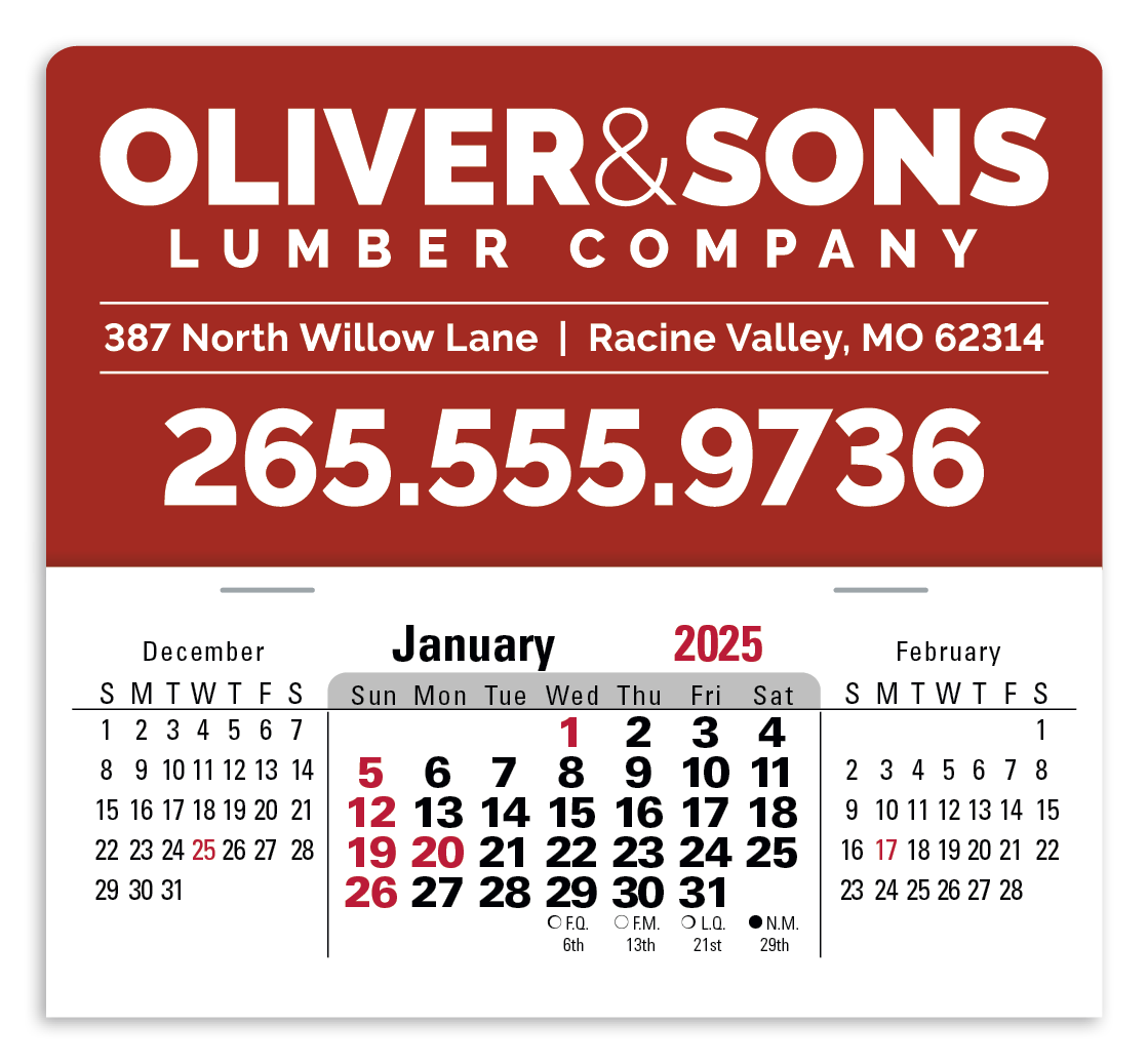 Press-N-Stick XL Header With 3-Month Horizontal Calendar 12-Month