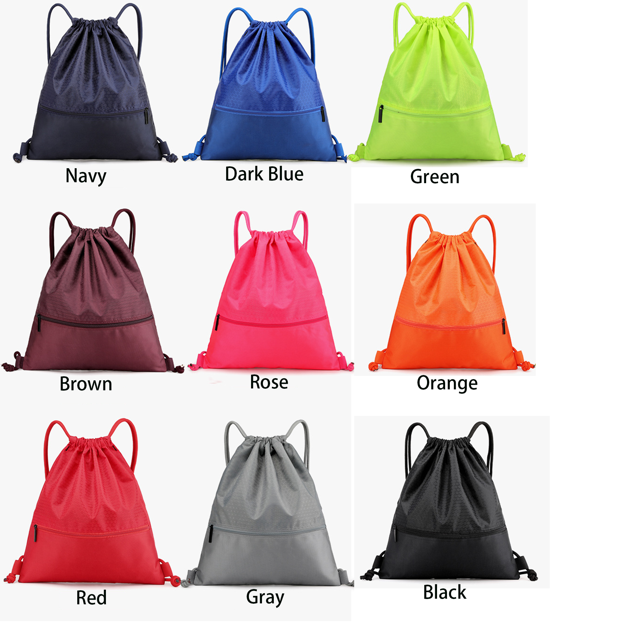 Classic Polyester Zipped Drawstring Backpacks 2