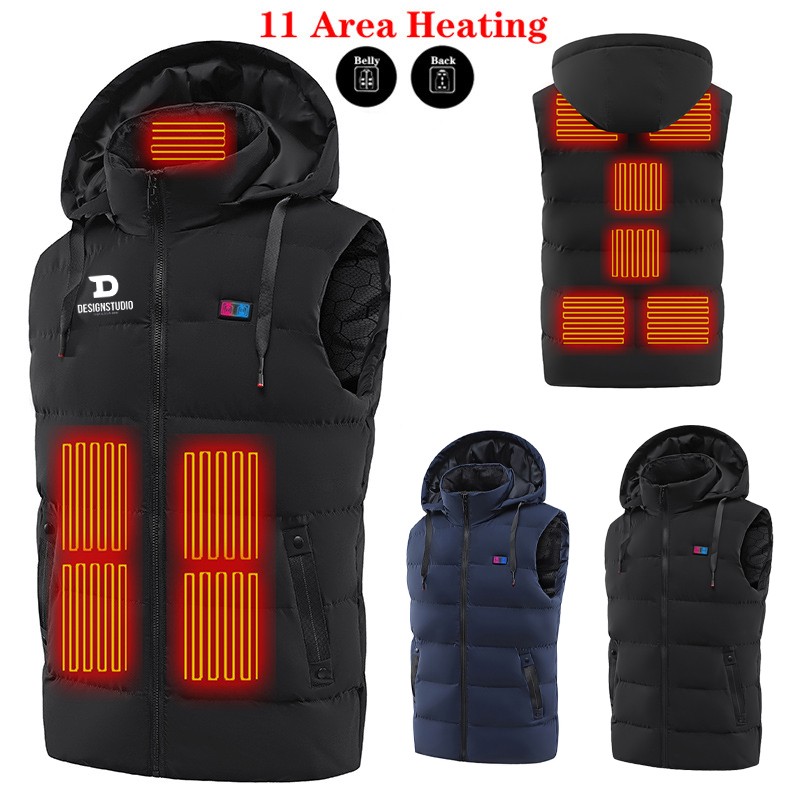 11 Area Heating Hooded Heated Vest For Men Women Usb Charging Heating Cloth 1