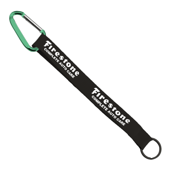 3/4" Sewn Polyester Keychain with Metal Split-Ring and Carabiner 143