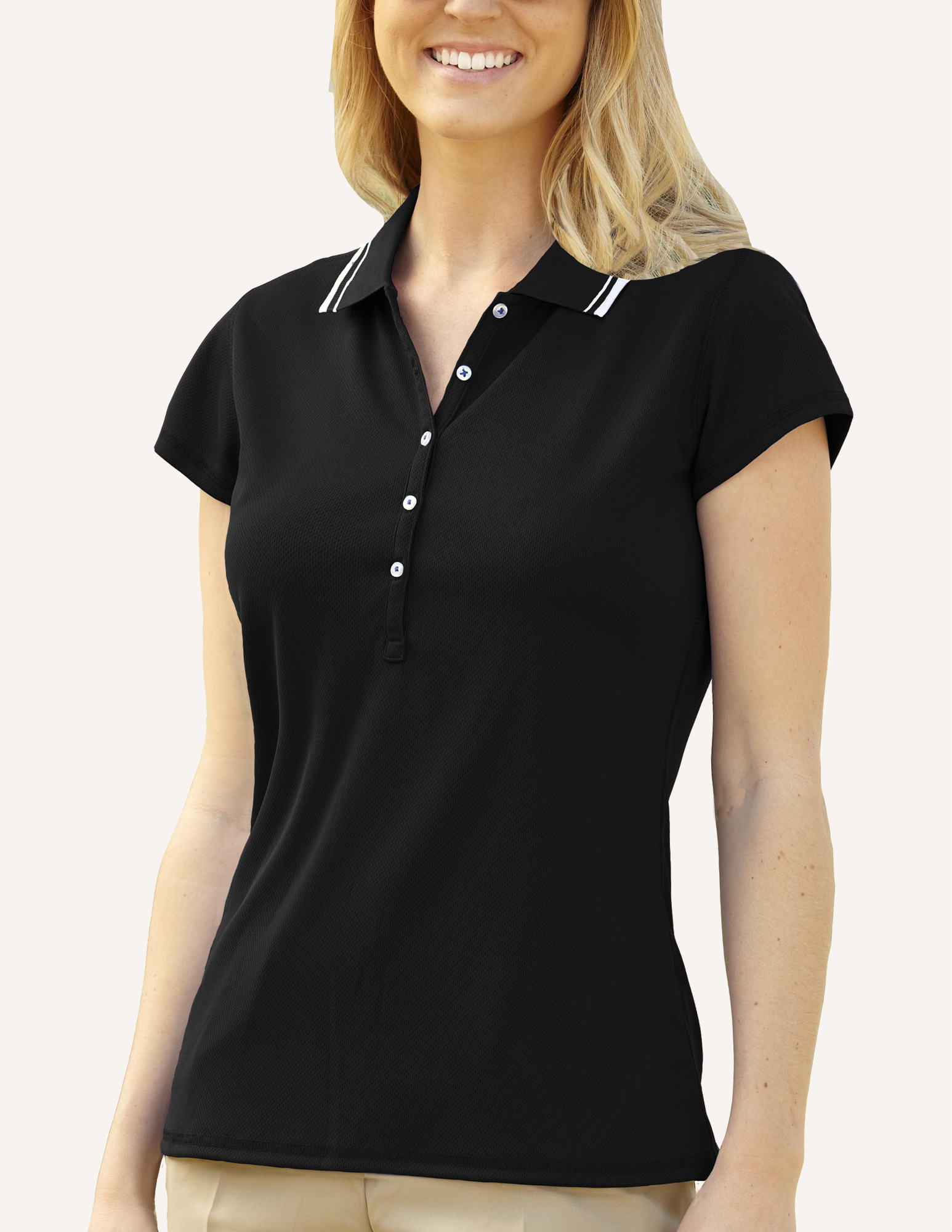 Ladies' Pacifica Birds Eye Solid Polo Shirt 9