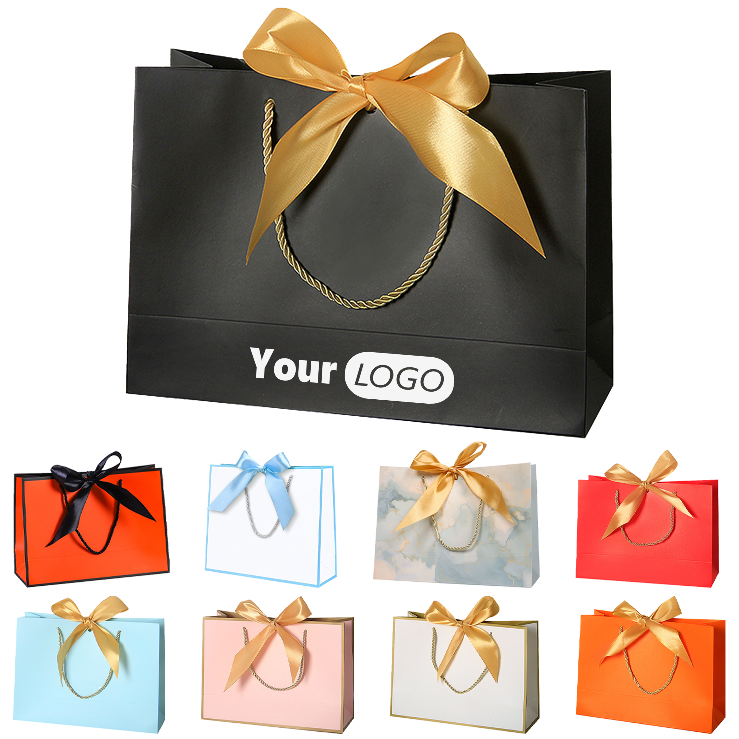 Paper Customizable Gift Bag With Bow Tie 8