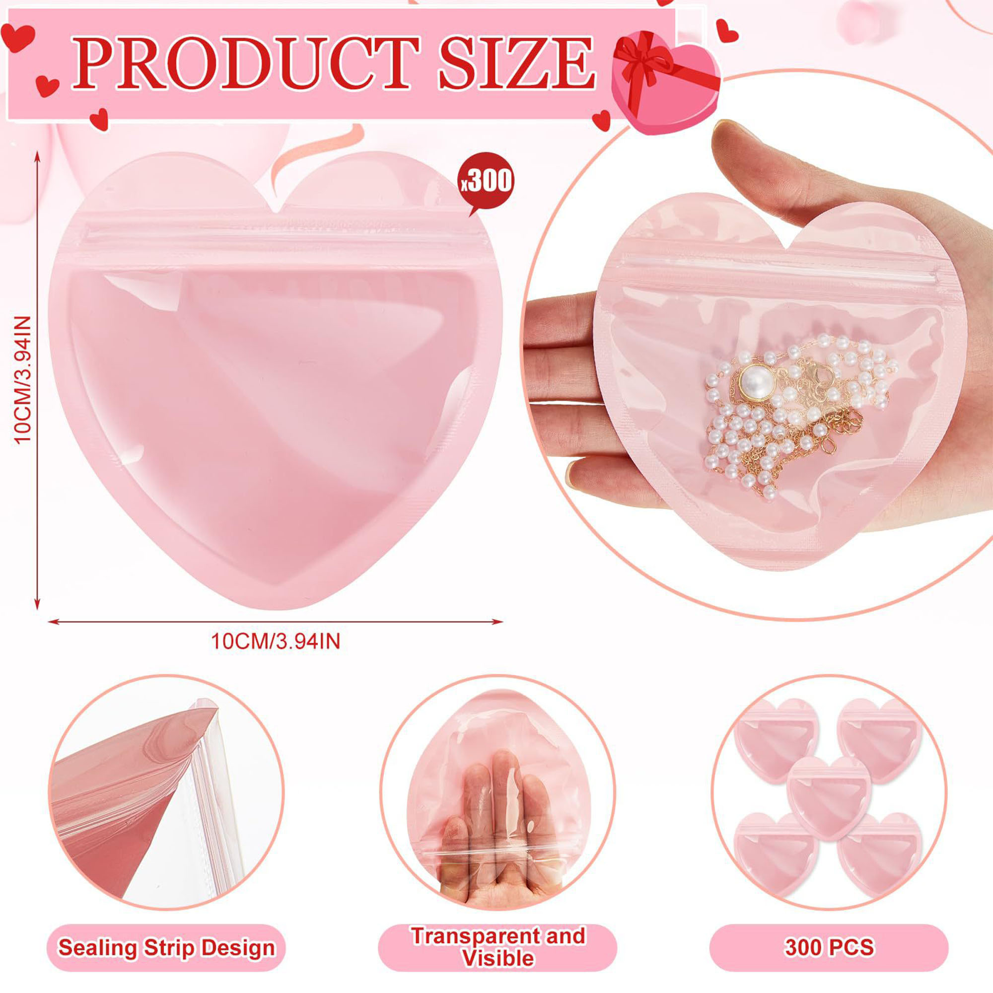 PVC Heart-Shaped Resealable Bags 2