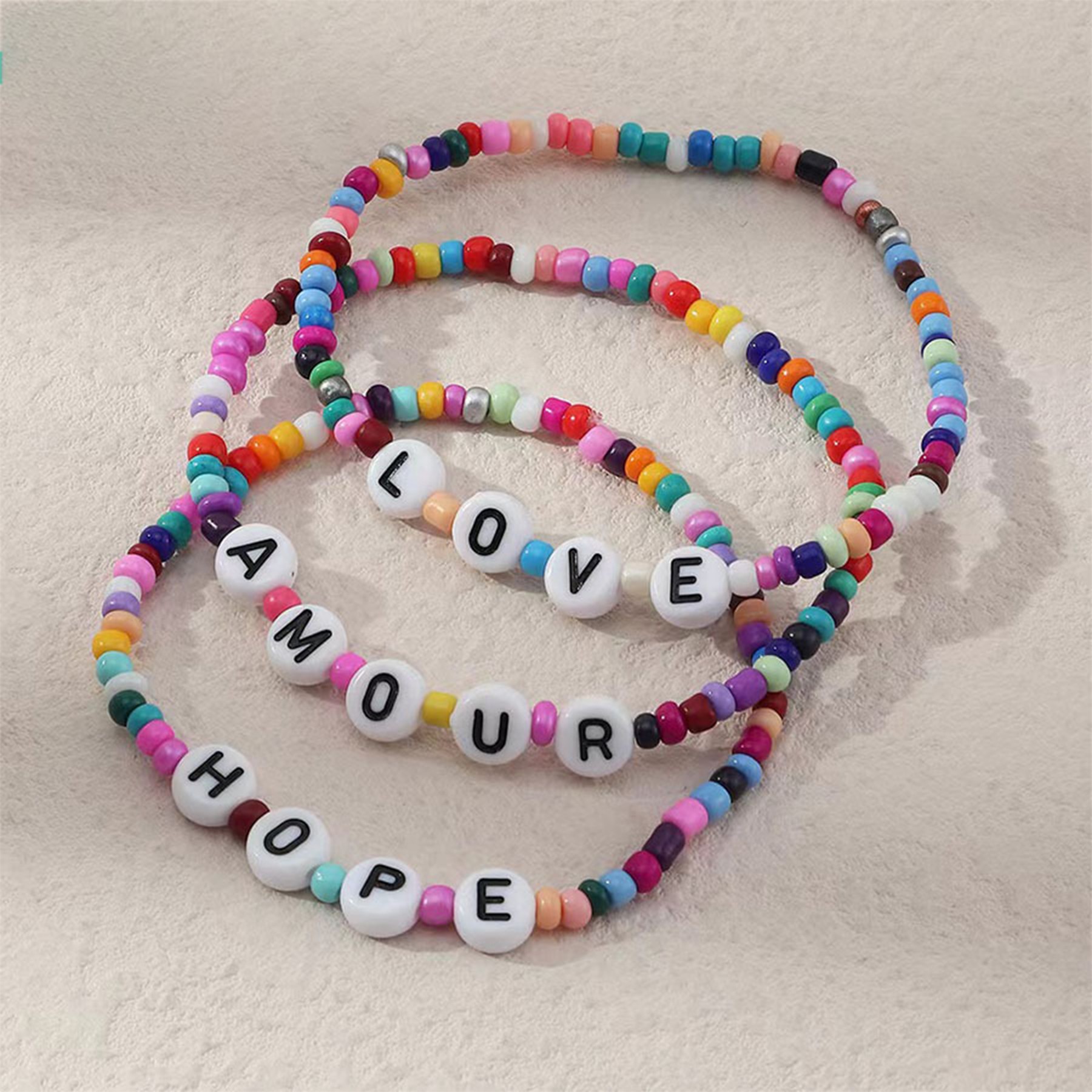 Box Set Beaded Bracelets With Letter Beads 3