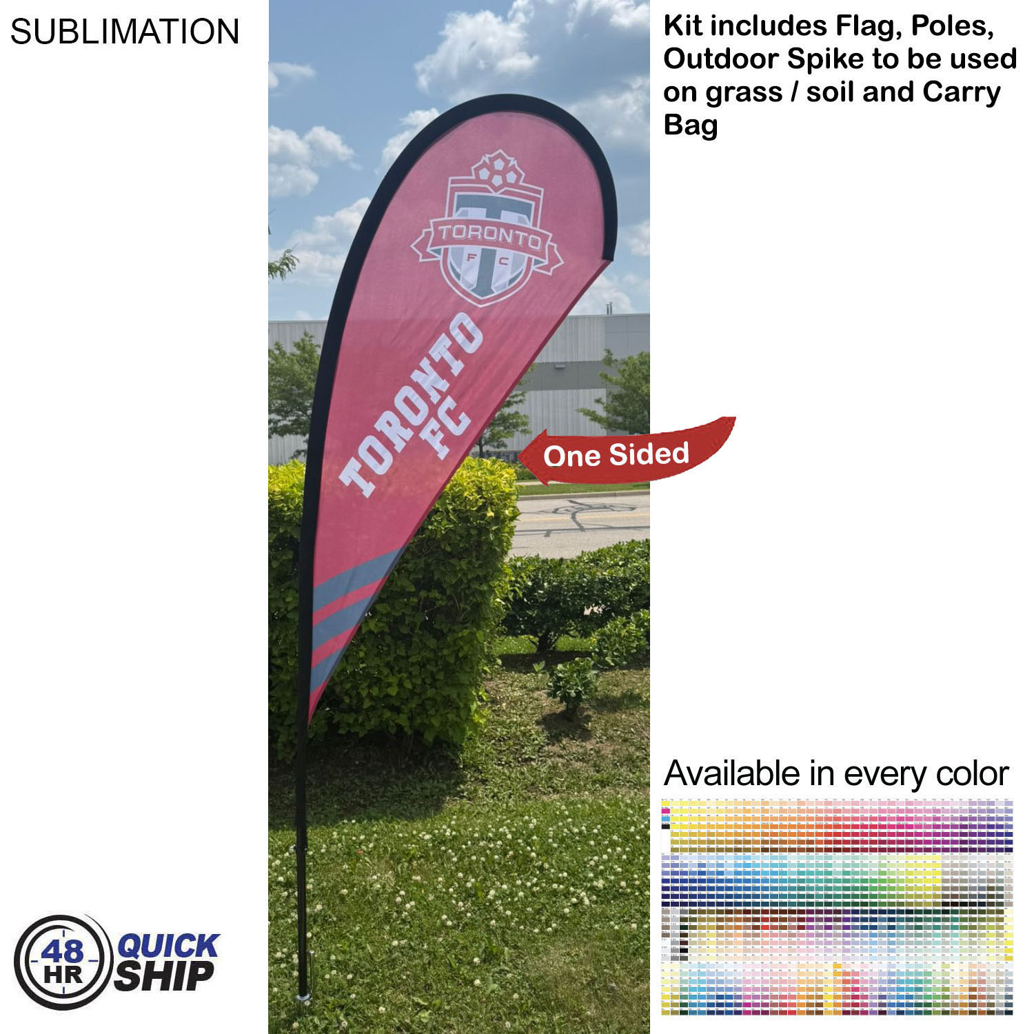 48Hr Quick Ship - 7.5' X-Small Tear Drop Flag Kit, Full Color Graphics One Side 19