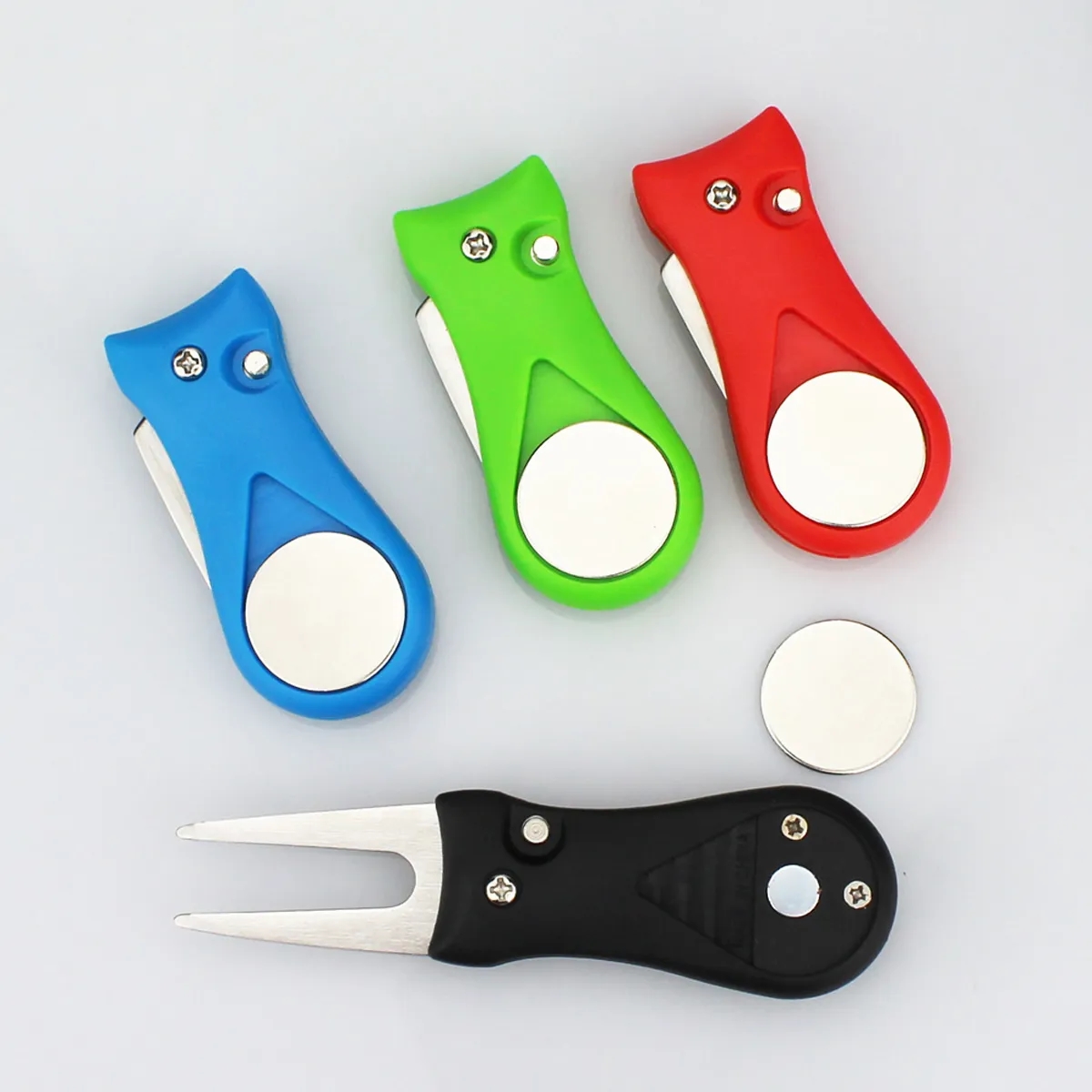 Golf Repair Tool with Pop-up Button & Magnetic Ball Marker 1