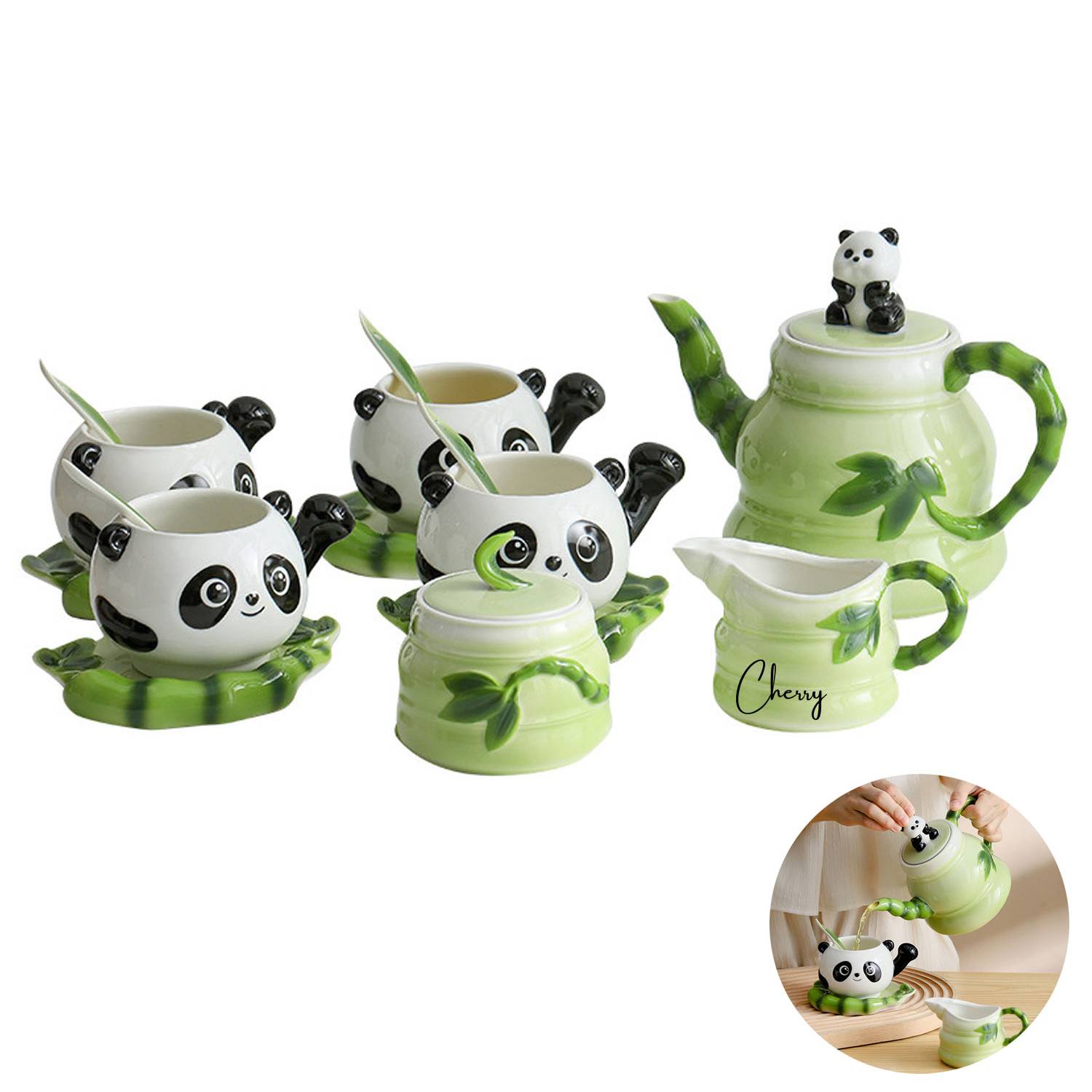 Cute panda china Enamel Cup Set