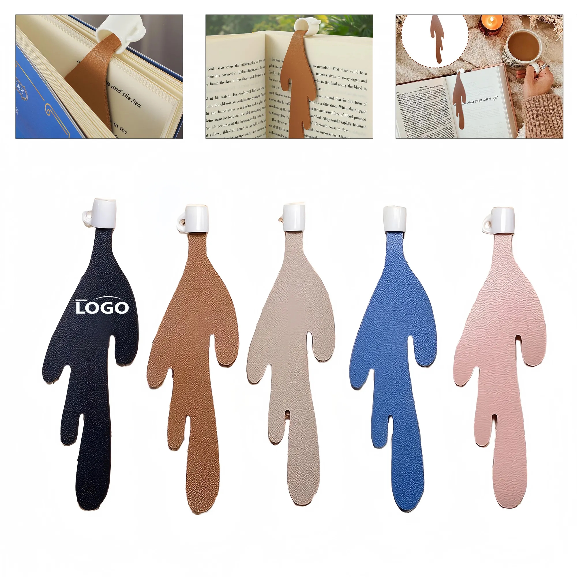 Custom Leather Bookmark With Spilled Coffee Design