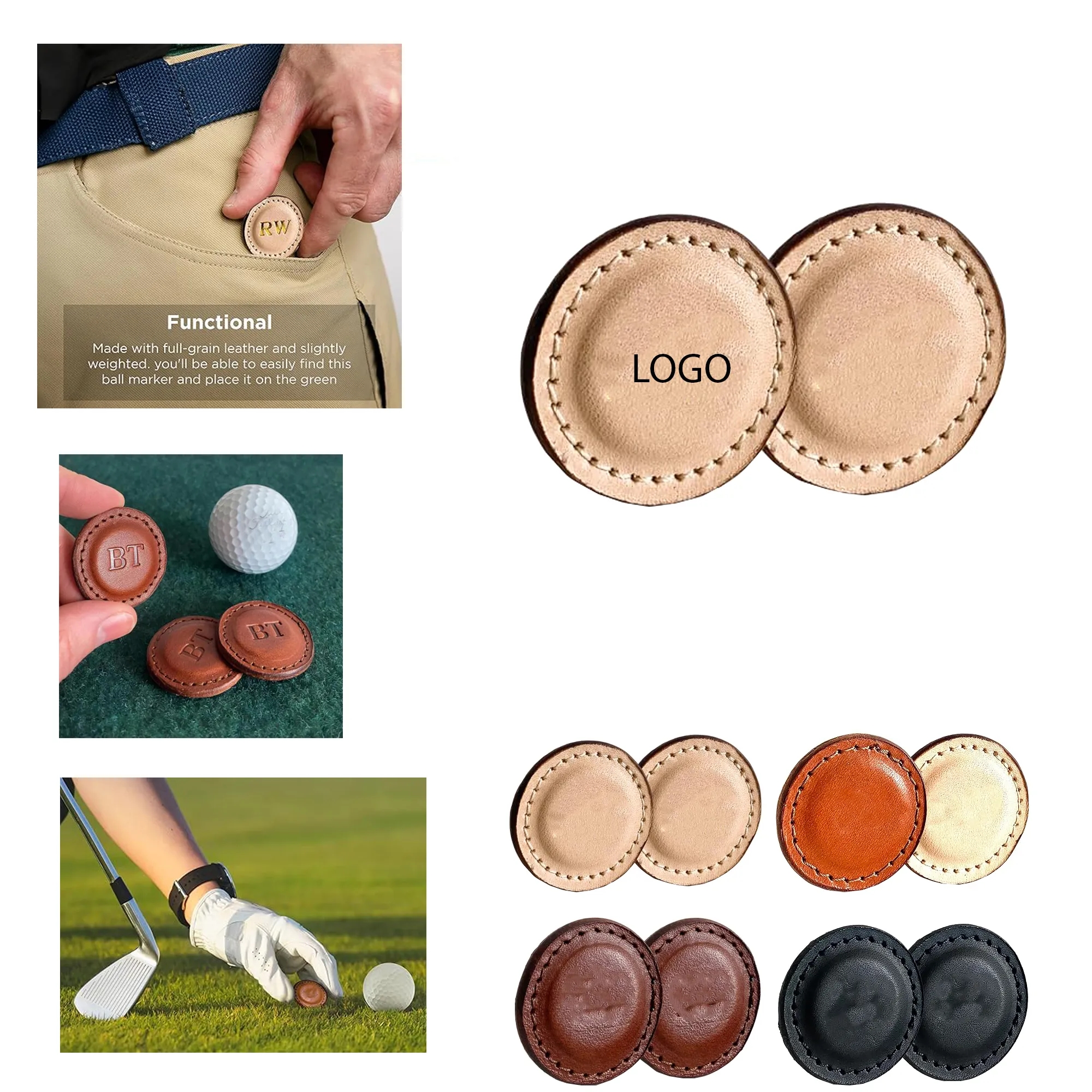 Golf Ball Mark Positioning Clip 1.6"X1.6"X0.1" 3