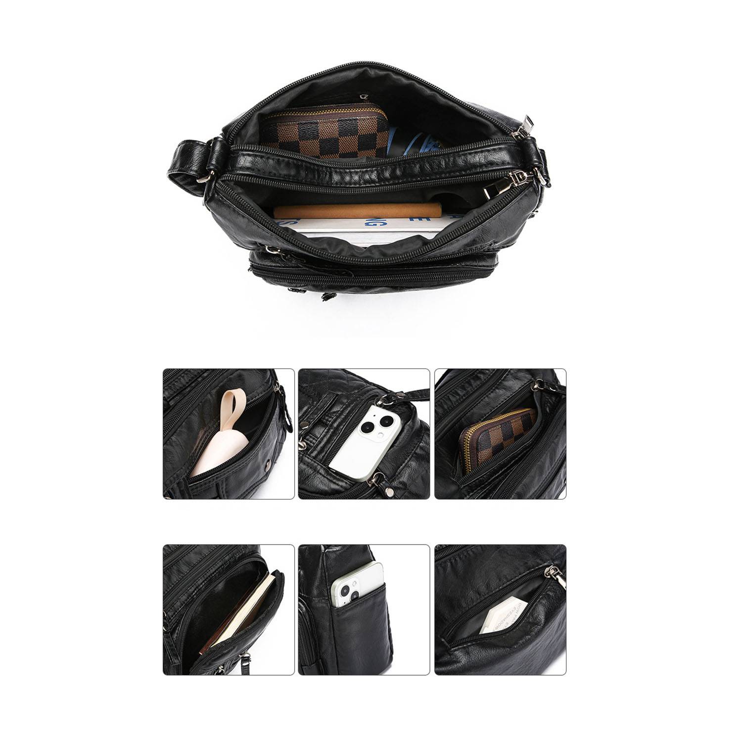 Fashion Multi Zipper Crossbody Bag 2