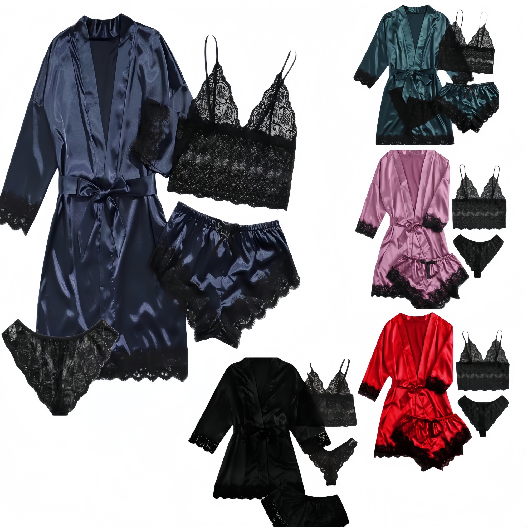 Women's Satin Lace Pajama Set 2