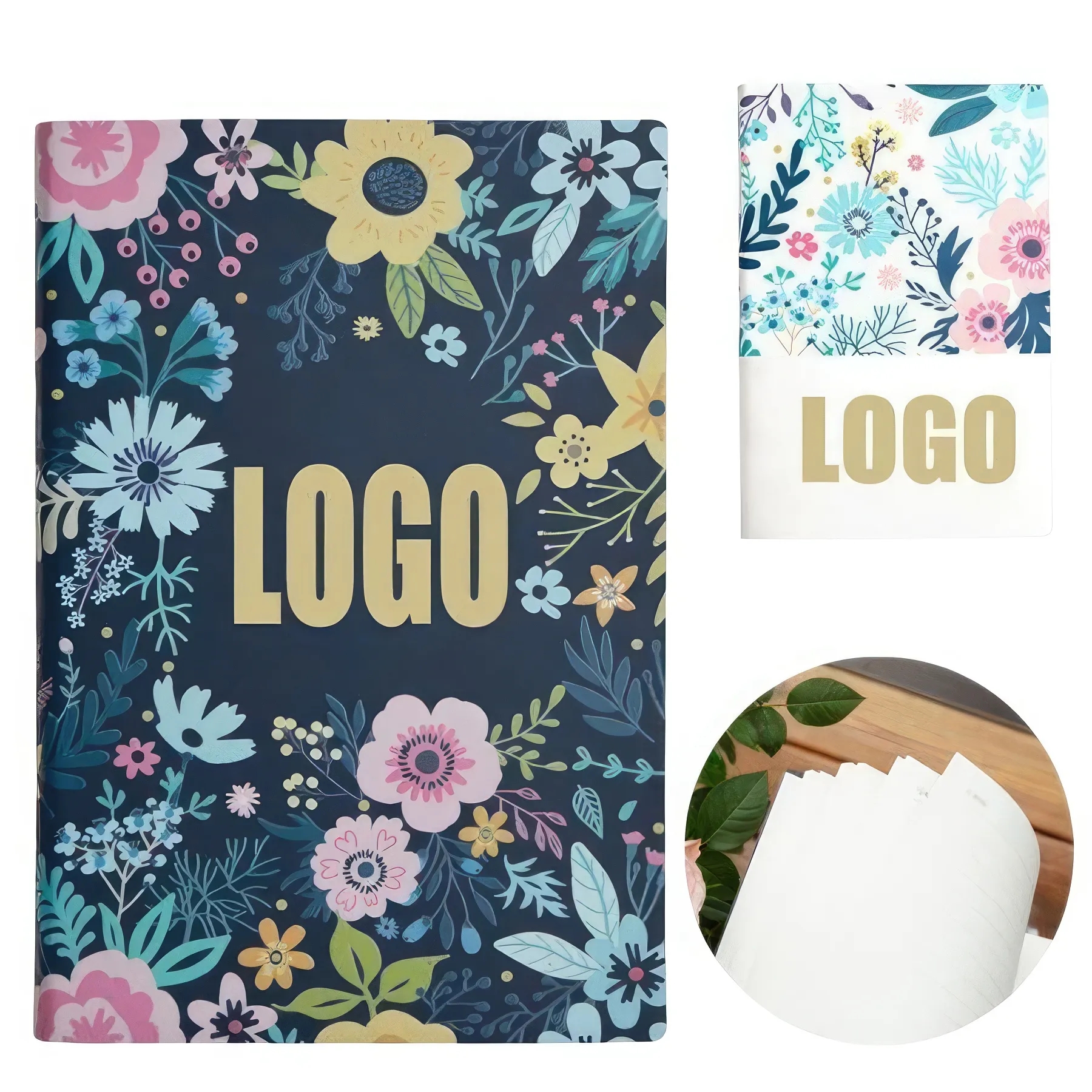 PU Leather A5 Flower Business Travel Journal Notebook 2