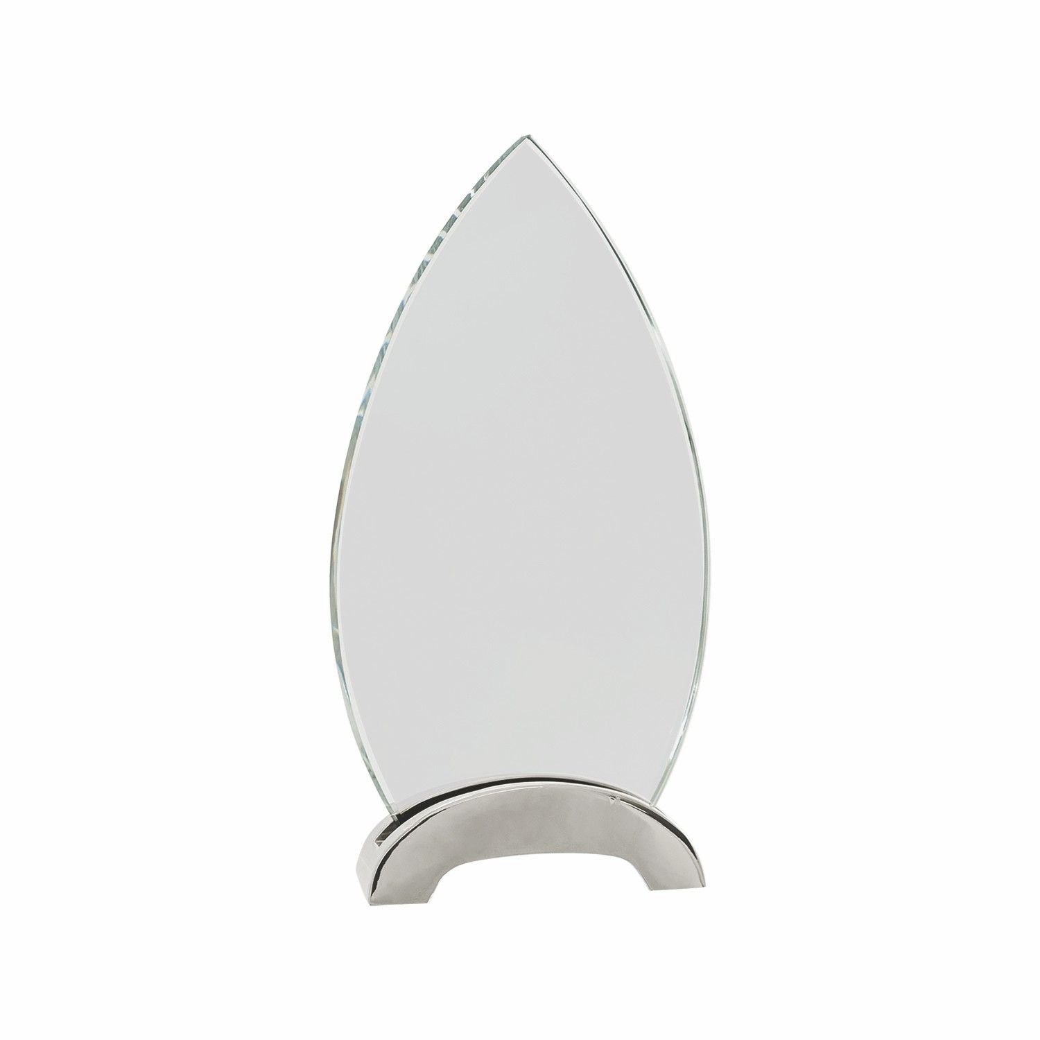 8 1/2" Clear Oval Platinum Glass Award w/ Arch Metal Base 3