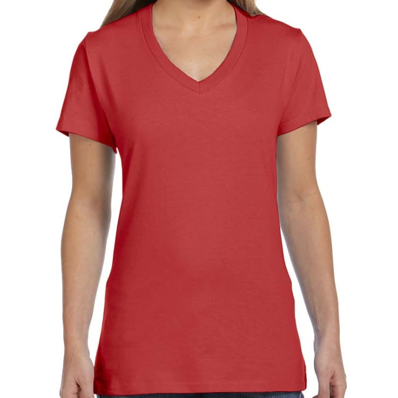 Hanes Ladies 4.5 Oz., 100% Ringspun Cotton Nano-T® V-Neck T- 27