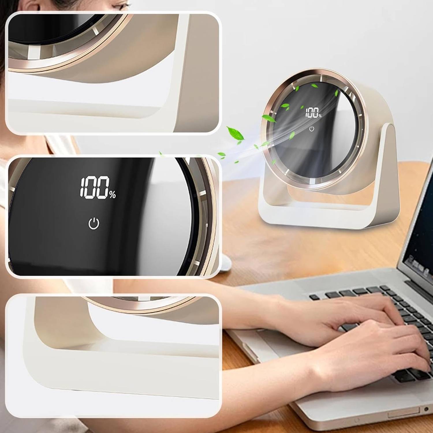 Mini Desktop Rechargeable Fan W/ Night Lights 4