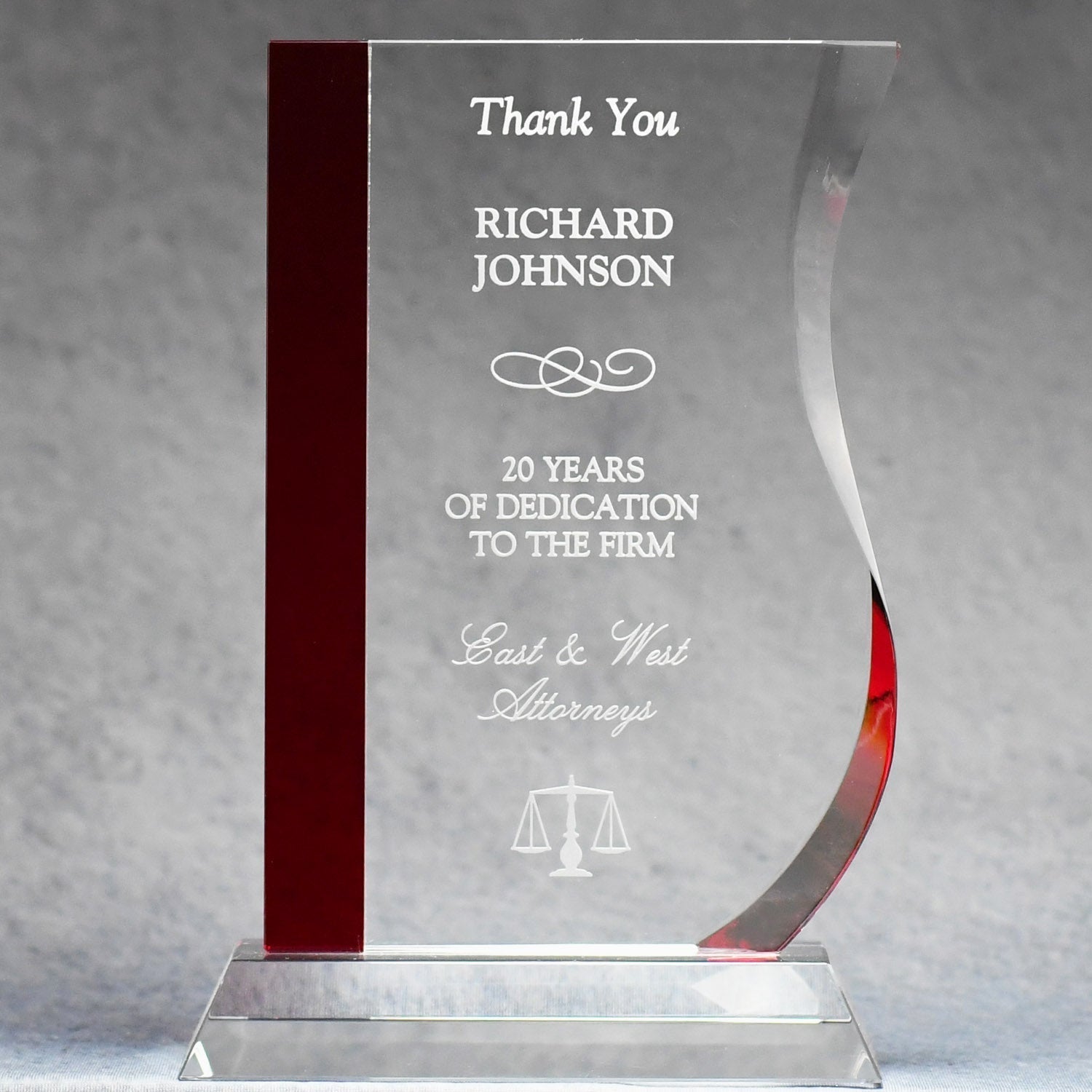 Red Stripe Wave Crystal Award 5