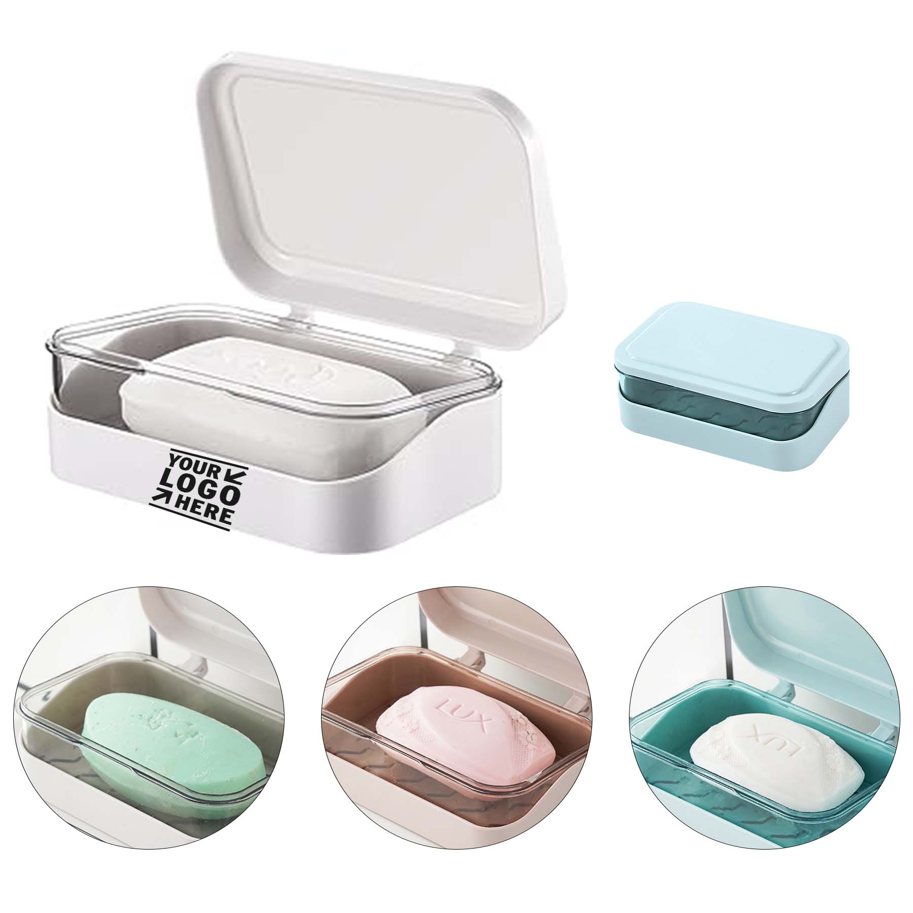 Removable Drainer Plastic Rectangular Soap Box with Lid 2