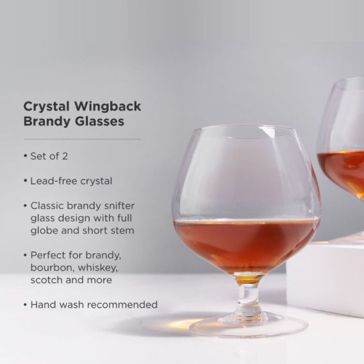 Viski® Crystal Wingback Brandy Glass, set of 2 2