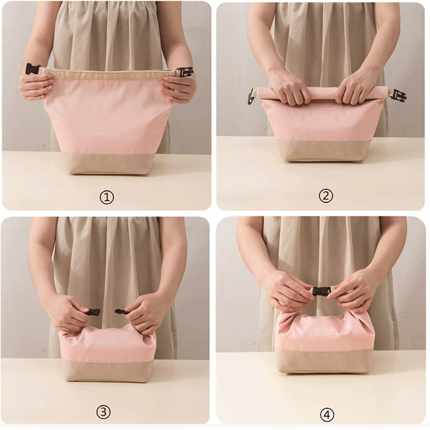 Portable Color-Block Oxford Insulated Tote Crossbody Bag 9