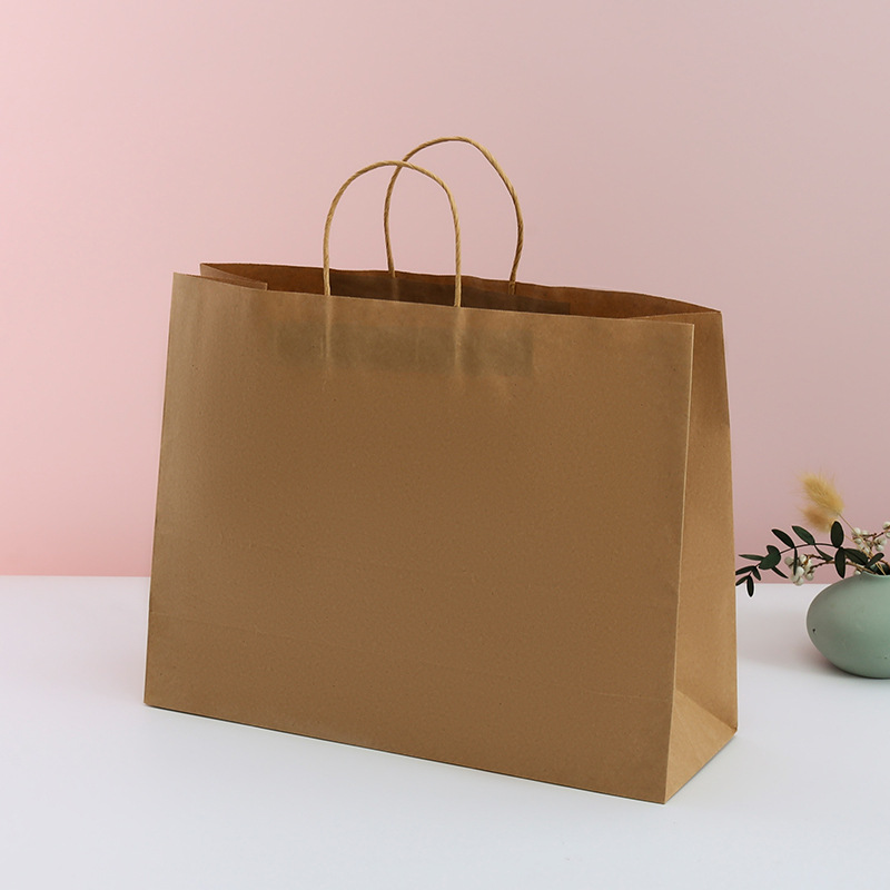 Extra Large Size Kraft Paper Shopper Tote bags(15 3/4" * 5 1/8" * 12 3/16") 7