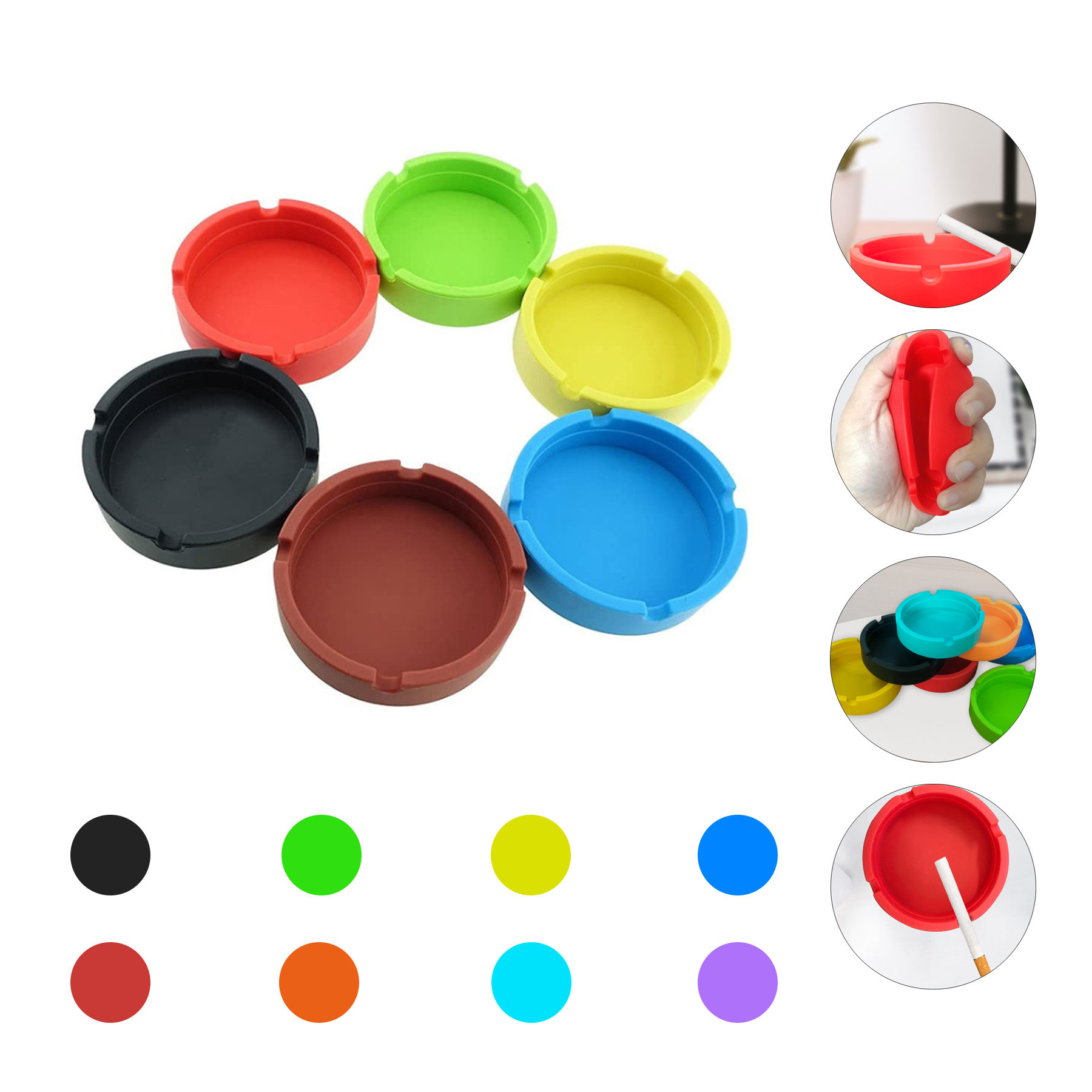 Portable Round Silicone Ashtray 2