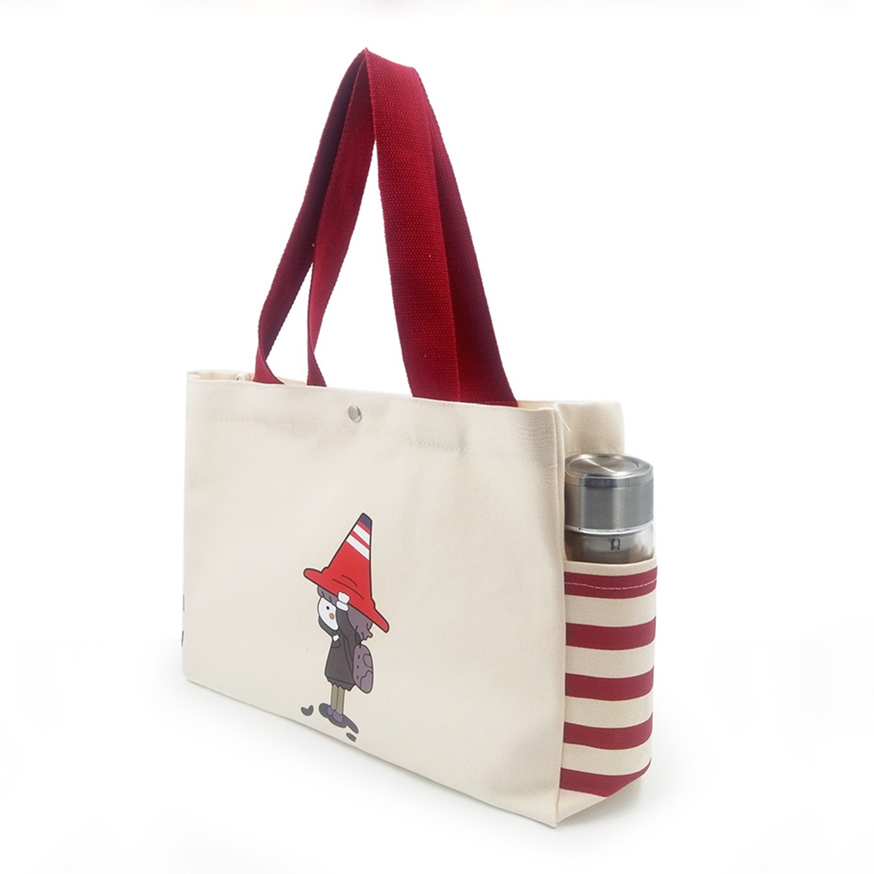 Canvas Handbag With Two Side Pockets, custom tote bag with logo imprint 5