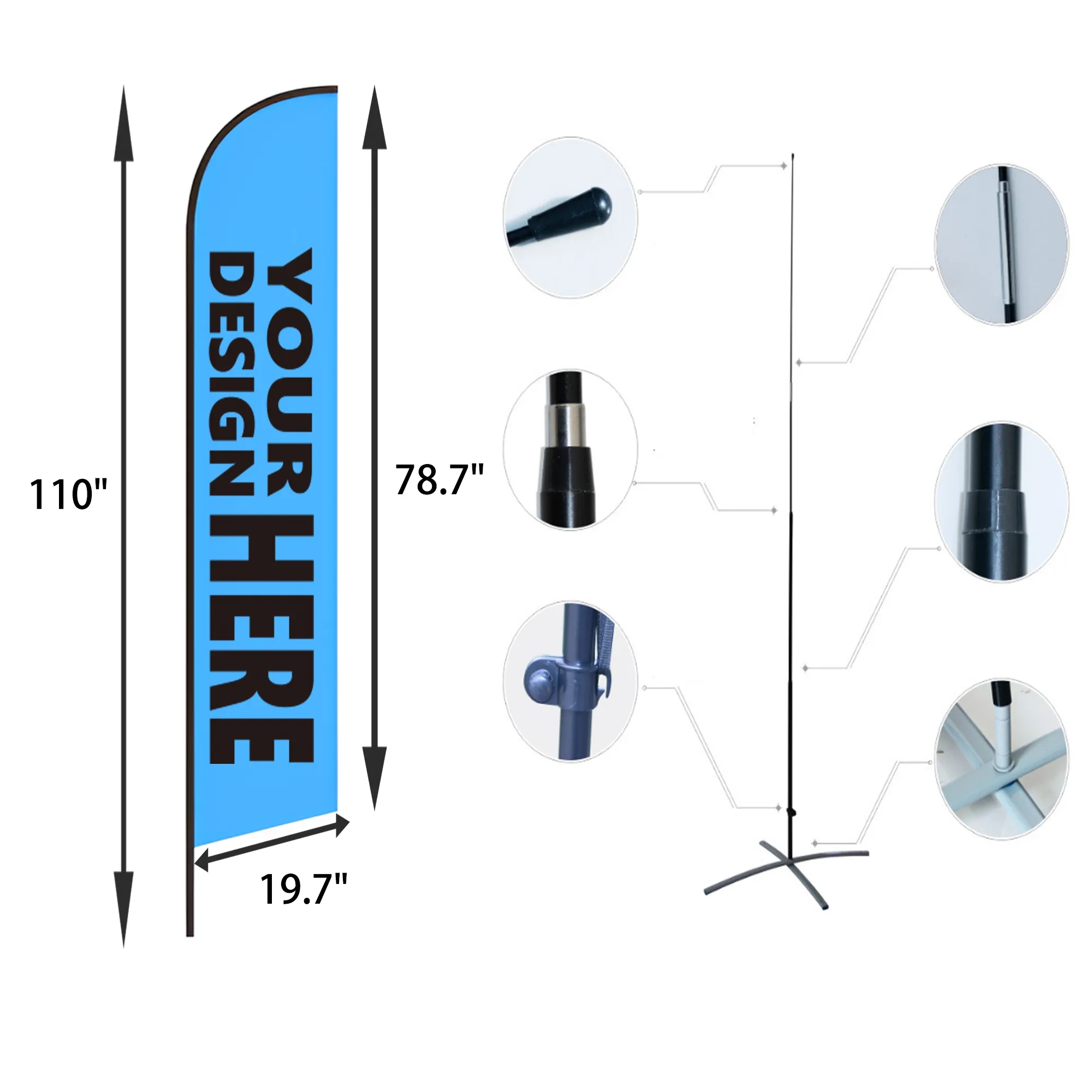 MOQ 2 PCS 110 In High Beach Advertising Flag