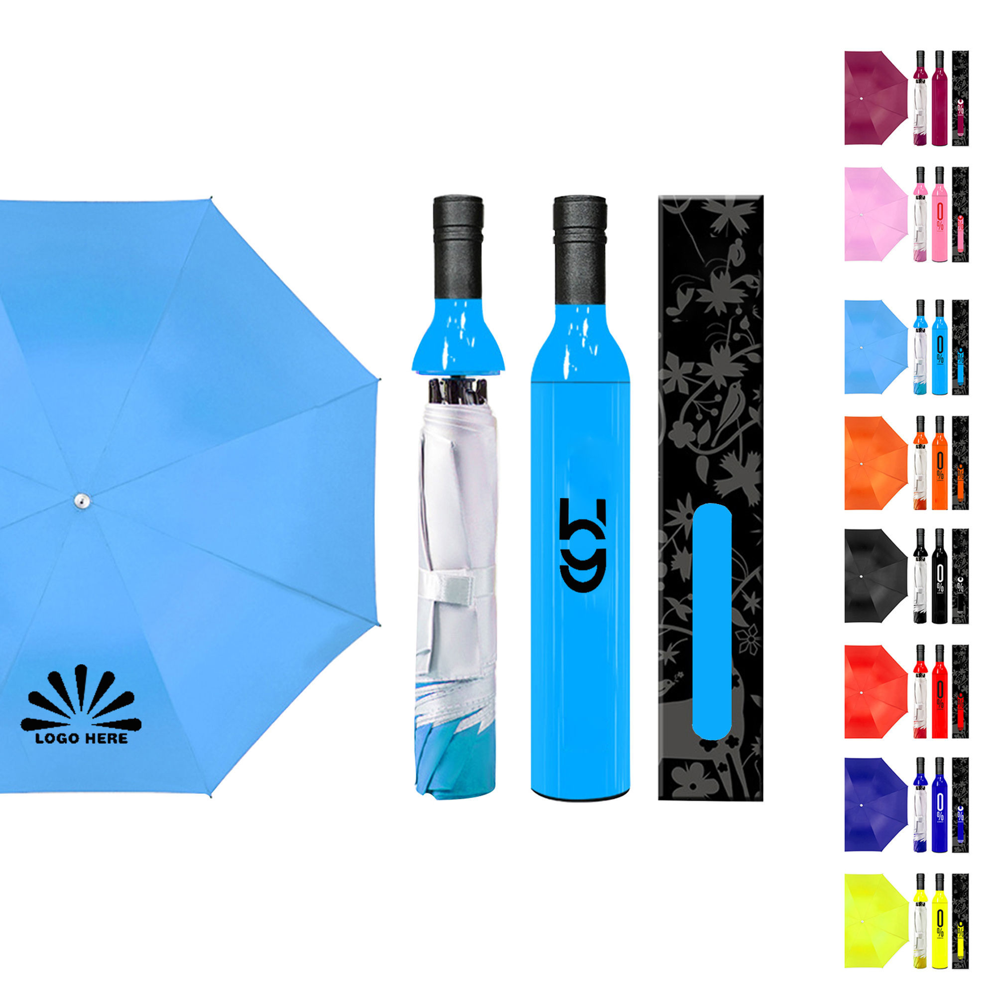 Creative Wine Bottle Folding Rain Umbrella