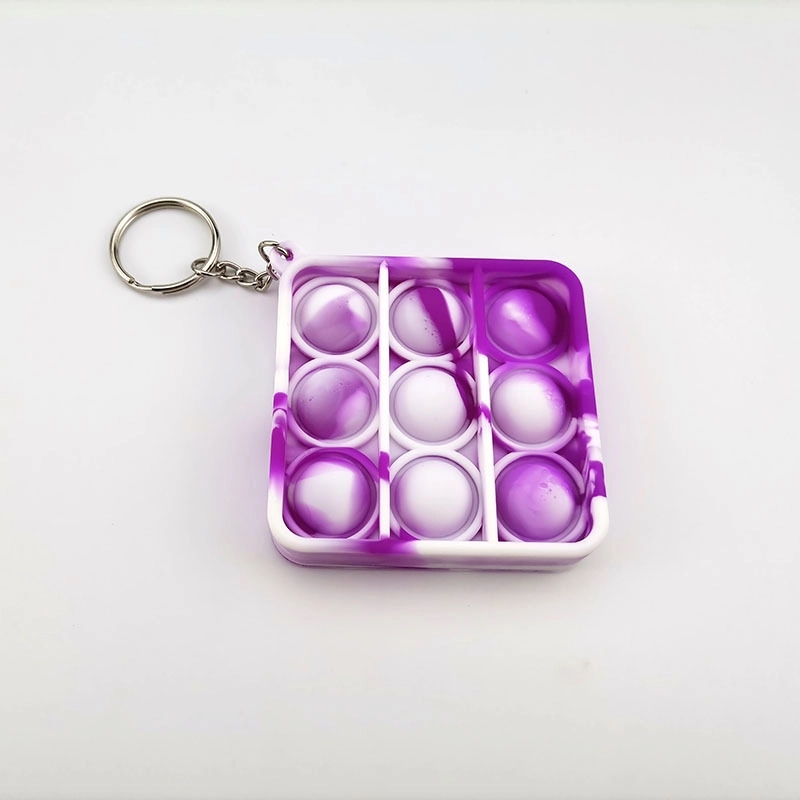 Mini Push Pop Bubble Fidget Toy Key Ring Square 8